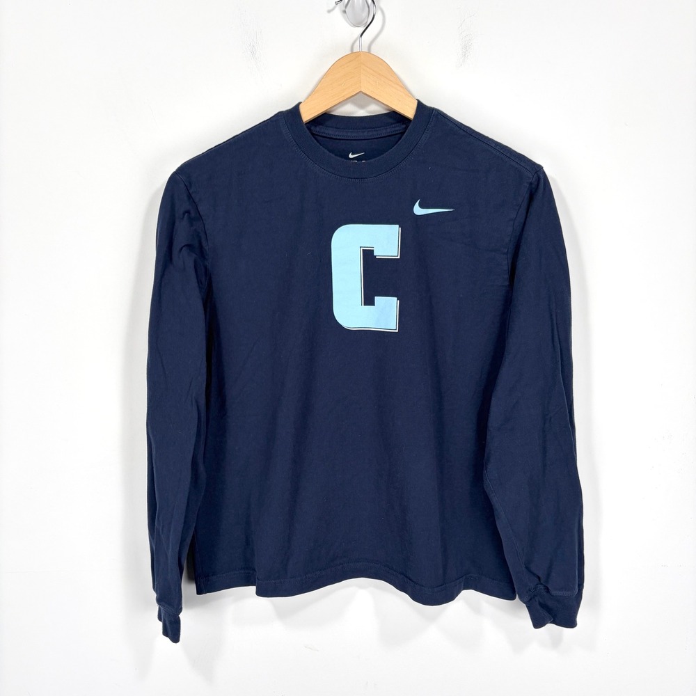 Columbia University Nike Long Sleeve Boxy Tee Women Small Navy Blue C Graphic